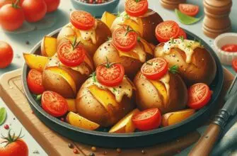 Печеный картофель с помидорами