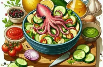 Салат из кальмаров, картошки и огурцов » Кулинарные рецепты